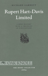 Seller image for RUPERT HART-DAVIS LIMITED A BRIEF HISTORY WITH A CHECKLIST OF PUBLICATIONS for sale by Oak Knoll Books, ABAA, ILAB