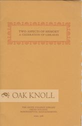 Bild des Verkufers fr TWO ASPECTS OF MEMORY zum Verkauf von Oak Knoll Books, ABAA, ILAB