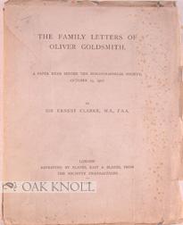 Seller image for FAMILY LETTERS OF OLIVER GOLDSMITH. .|THE for sale by Oak Knoll Books, ABAA, ILAB