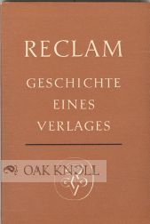 Seller image for RECLAM: GESCHICHTE EINES VERLAGES for sale by Oak Knoll Books, ABAA, ILAB