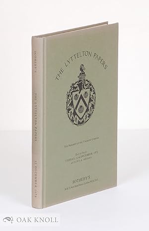 CATALOGUE OF THE LYTTELTON PAPERS, THE PROPERTY OF THE VISCOUNT COBHAM