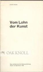 Image du vendeur pour LOHN DER KUNST.|VOM mis en vente par Oak Knoll Books, ABAA, ILAB