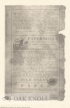 Seller image for PAPER-MILLS AT THE SLITTING-MILL for sale by Oak Knoll Books, ABAA, ILAB