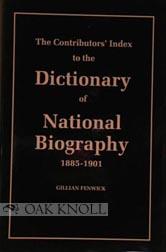 Seller image for CONTRIBUTORS' INDEX TO THE DICTIONARY OF NATIONAL BIOGRAPHY 1885-1901 for sale by Oak Knoll Books, ABAA, ILAB