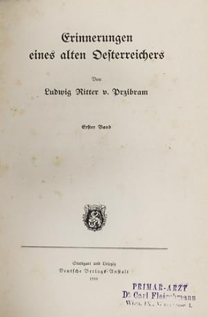 Bild des Verkufers fr Erinnerungen eines alten Oesterreichers. zum Verkauf von Georg Fritsch Antiquariat