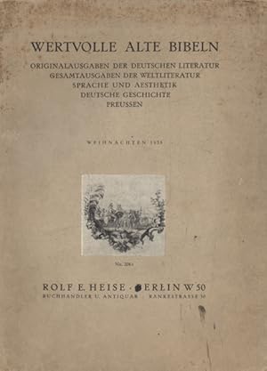 Bild des Verkufers fr Wertvolle alte Bibeln [Antiquariatskatalog]. Originalausgaben der deutschen Literatur. Gesamtausgaben der Weltliteratur. Sprache und Aesthetik. Deutsche Geschichte. Preussen. zum Verkauf von Georg Fritsch Antiquariat