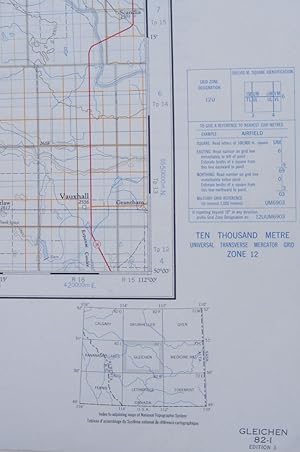 Gleichen, Alberta, west of Fourth Meridian. Canada 1:250000 Map Sheet 82-I