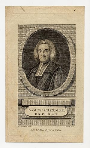 Bild des Verkufers fr Engraved Portrait of Samuel Chandler, D.D. F.R. & A.S. zum Verkauf von Between the Covers-Rare Books, Inc. ABAA