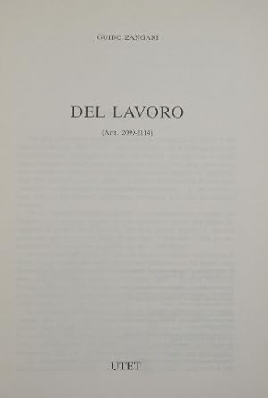 Bild des Verkufers fr Commentario del Codice Civile. Libro V - Del lavoro zum Verkauf von Antica Libreria Srl