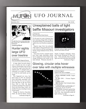 Seller image for MUFON UFO Journal / September, 2012. Kansas City, MO Lights; Dinsmore, CA Object; Lacrosse, WA Object; Eklutna, AK for sale by Singularity Rare & Fine