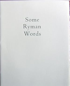 Imagen del vendedor de Some Ryman Words a la venta por Derringer Books, Member ABAA