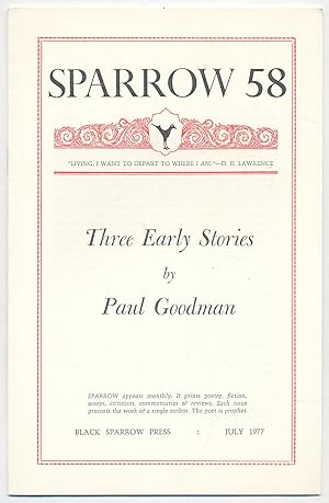 Immagine del venditore per Sparrow 58, July, 1977: Three Early Stories by Paul Goodman venduto da Between the Covers-Rare Books, Inc. ABAA