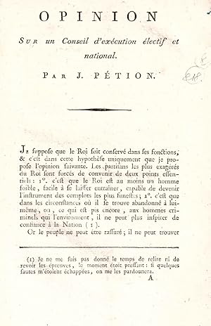 Seller image for Opinion sur un conseil d'excution lectif et national for sale by Librairie Historique F. Teissdre