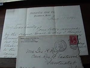 1891 HANDWRITTEN MANUSCRIPT AUTOGRAPH LETTER SIGNED ON NONOTUCK SILK COMPANY LETTERHEAD