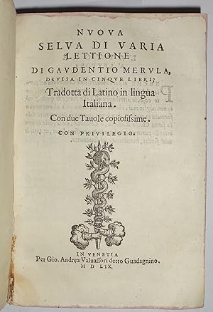 Nuova Selva di Varia Lettione : Tradotta di Latino in lingua Italiana. 5 Tle in 1 Bd.