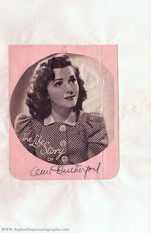 Charming Signed Magazine Photograph, (Ann, 1917-2004, Canadian Actress, Scarlett's sister in 'Gon...