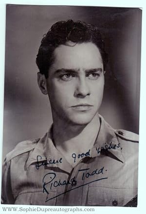 Portrait Photograph with printed signature and inscription (Richard, 1919-2009, Actor)