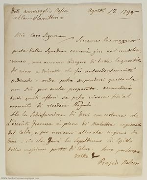 Fascinating Letter with secretarial signature 'Orazio Nelson', (Horatio, Viscount, 1758-1805, Adm...