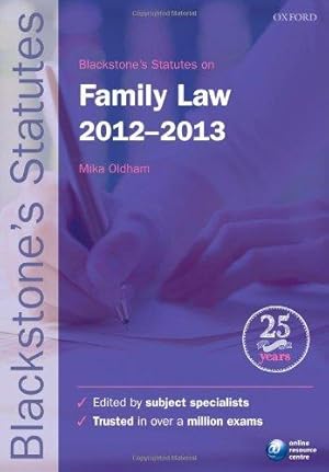 Immagine del venditore per Blackstone's Statutes on Family Law 2012-2013 venduto da Bellwetherbooks