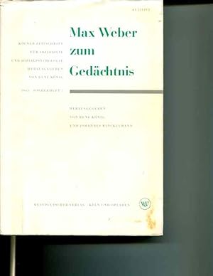 Seller image for Max Weber Zum Gedachtnis. Materialien Und Dokumente Zur Bewertung Von Werk Und Personlachkeit for sale by Orca Knowledge Systems, Inc.