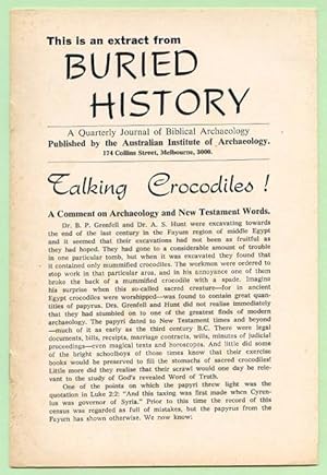 Image du vendeur pour Talking crocodiles. An extract from Buried history: a quarterly journal of Biblical Archeaology, September 1967 mis en vente par Lost and Found Books