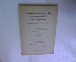 Untersuchungen über den Salzsäureaufschluß des Phosphorits. Inauguraldissertation der philosophis...