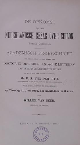 De opkomst van het Nederlandsch gezag over Ceilon.