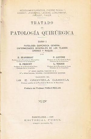 Seller image for TRATADO DE PATOLOGA QUIRRGICA for sale by Librera Torren de Rueda