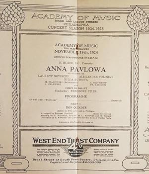 Anna Pavlova [Academy of Music program 1924]