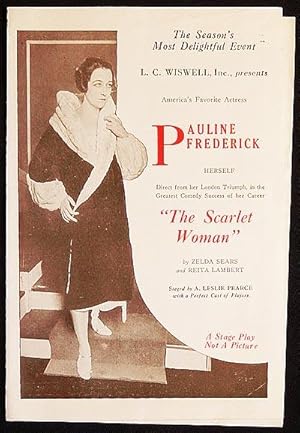 Seller image for The Scarlet Woman starring Pauline Frederick [Adelphi Theatre, Philadelphia, program 1928] for sale by Classic Books and Ephemera, IOBA