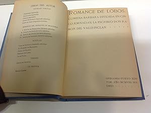 Imagen del vendedor de ROMANCE DE LOBOS PRIMERA EDICION 1908 VALLE INCLAN, RAMON M DEL 1908 a la venta por LIBRERIA ANTICUARIA SANZ