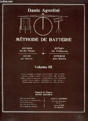 Bild des Verkufers fr METHODE DE BATTERIE - VOLUME 3 - ETUDE TECHNIQUE SUPERIEUR. zum Verkauf von Le-Livre