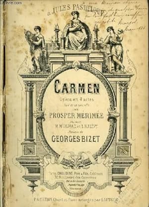 Bild des Verkufers fr CARMEN - OPERA EN 4 ACTES - POUR PIANO ET CHANT AVEC PAROLES. zum Verkauf von Le-Livre