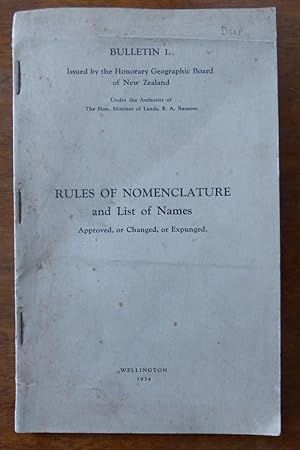 Place-Names in New Zealand, Rules Od Nomenclature and List of Names, Approved, or Changed, or Exp...