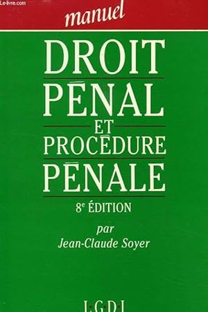Seller image for MANUEL, DROIT PENAL ET PROCEDURE PENALE for sale by Le-Livre
