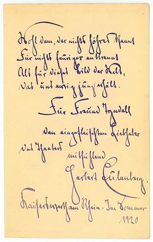 Bild des Verkufers fr Albumblatt mit eigenh. U. zum Verkauf von Antiquariat INLIBRIS Gilhofer Nfg. GmbH