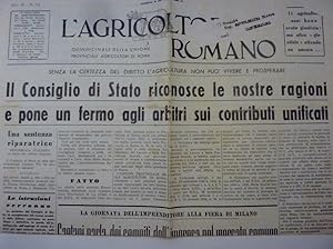 "Anno IX numero 7 /8 L'AGRICOLTORE ROMANO Quindicinale dell'Unione Provinciale Agricoltori di Rom...