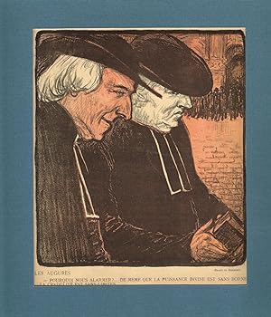 Bild des Verkufers fr Les Augures. Getnte Original-Lithographie (zeigt 2 Pfarrer miteinander redend). zum Verkauf von Biblion Antiquariat