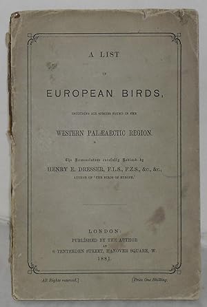 A List of European Birds, Including All Species Found in the Western Palaearctic Region