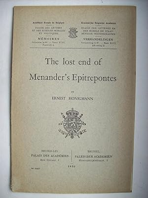 Imagen del vendedor de The lost end of Menander's Epitrepontes. a la venta por Philippe Moraux