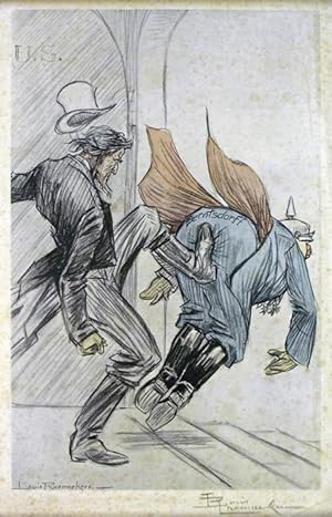 [Untitled World War I Lithograph known as 'De schop' or 'Et de deux'.]