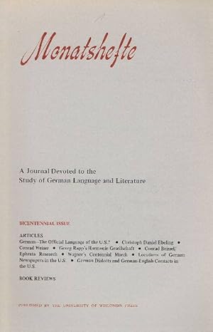 Monatshefte für deutschen Unterricht, deutsche Sprache und Literatur. Volume LXVIII, Number 2 (Of...