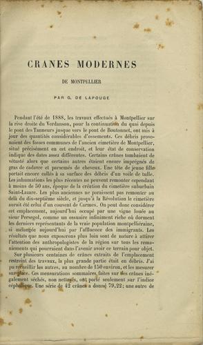 Seller image for Crnes modernes de Montpellier [with] Le Prhistorique Scandinave (Deuxime article) for sale by Kaaterskill Books, ABAA/ILAB