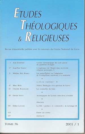 ETUDES THEOLOGIQUES & RELIGIEUSES Tome 76 2001 / 1