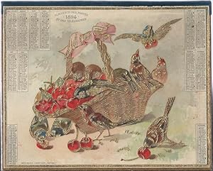 Seller image for Almanach des Postes & des Tlgraphes pour 1894. "Moineaux picorant des cerises dans un panier". for sale by Bouquinerie Aurore (SLAM-ILAB)