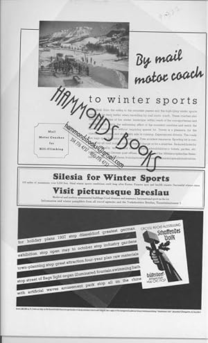 Seller image for Advertisements for Silesia for Winter Sports, Breslau and Dusseldorf for sale by Hammonds Antiques & Books