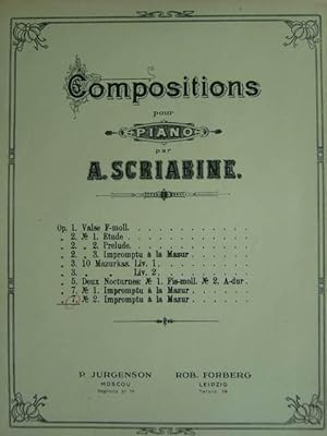 Bild des Verkufers fr Flammes sombres. Op. 73/2. Hier: Ausgabe fr Klavier zu 2 Hnden. zum Verkauf von Antiquariat Tarter, Einzelunternehmen,