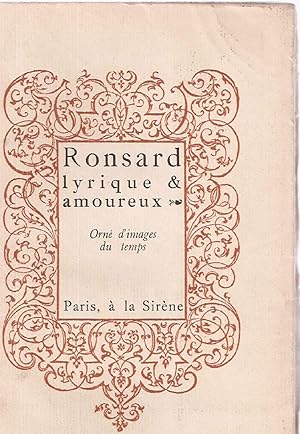 Ronsard Lyrique et amoureux