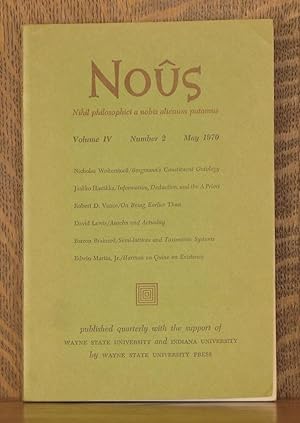 NOUS, VOLUME IV NUMBER 2 MAY 1970