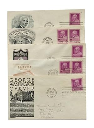 Five First-Day Covers of the 1948 George Washington Carver Stamp